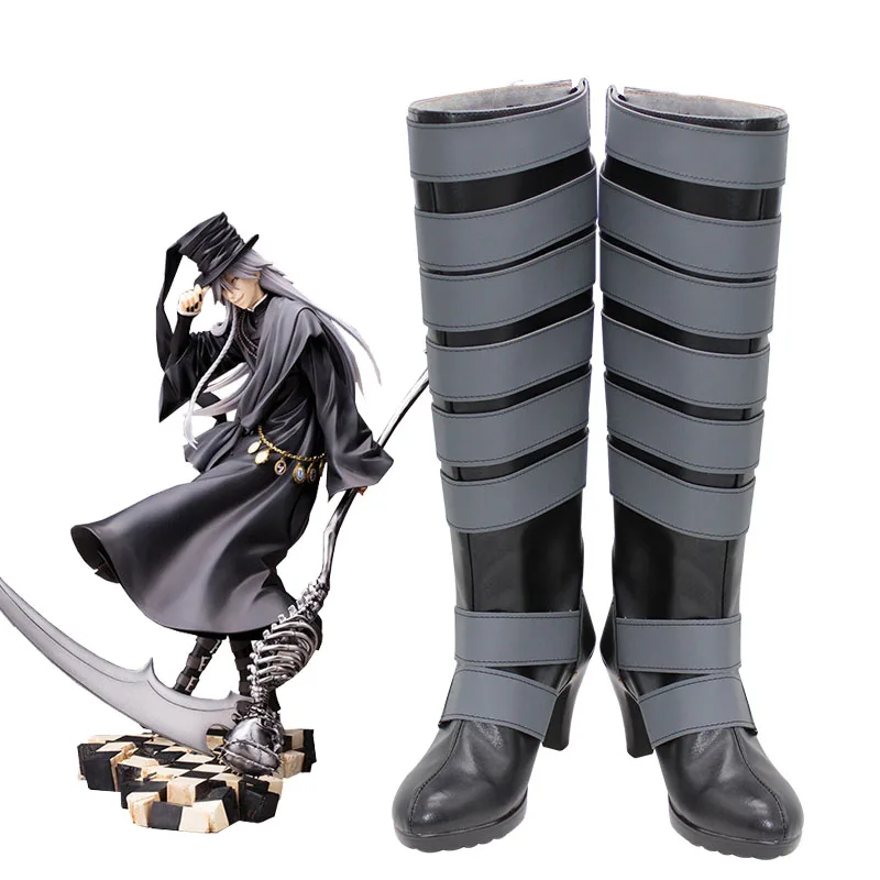 

Black Butler Kuroshitsuji Undertaker Halloween Carnival Party Anime Customize Cosplay High Heels Shoes Boots