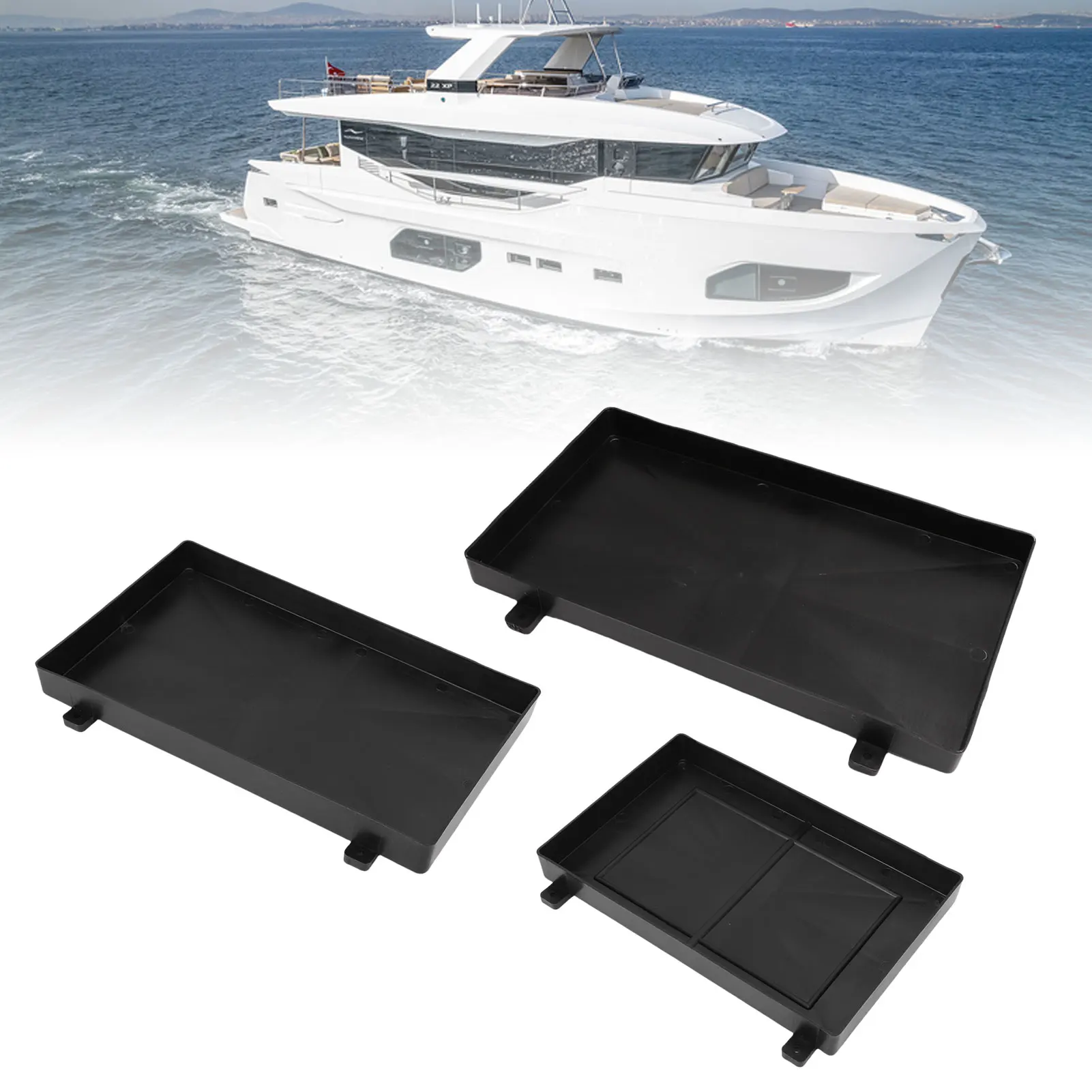12V RV Marine Battery Tray with Hold down Strap Boat Holder for Yatch Trailer - Secure Storage for Watercraft And Camping