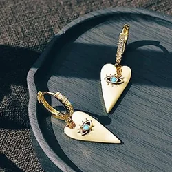 CAOSHI Trendy Lady Heart Pendant Earrings with Shiny Zirconia Modern Punk Style Jewelry Fashion Eye Design Accessories for Women