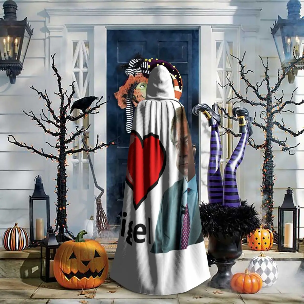 Fantastic I Love Nigel Farage Design Long Hooded Cloak Witch Medieval Costume Cosplay Cape HalloweenCoat Adult Unisex - view 5