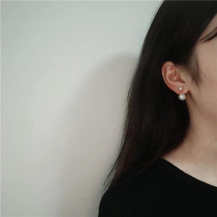 GRACE New Arrival Double Pearl Clip on Earrings No Pierced Fashion Gold Color Mosquito Coil Invisible Cuff Earrings Ear Clip
