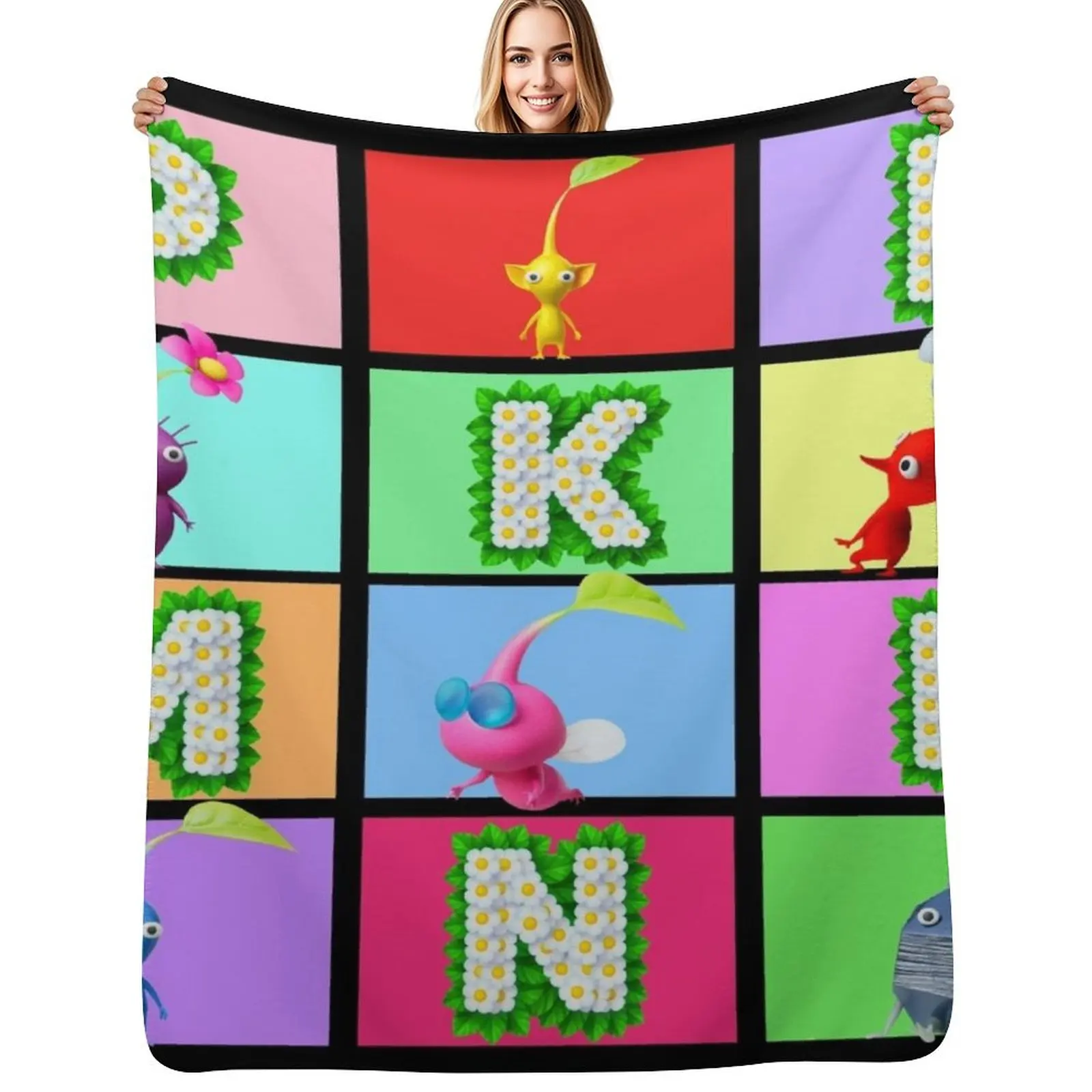 

Pikmin heroes Throw Blanket Personalized Gift Summer Hairy Soft Big Blankets
