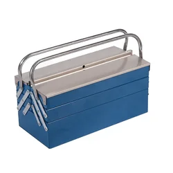 Three Layer Folding Toolbox, Hand-held Metal Rust Proof, Industrial Storage Box, Hardware for Home Use