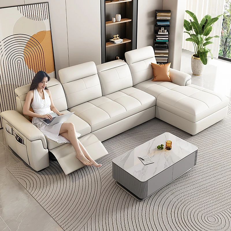 الكهربائية وظيفية أريكة سرير الأثاث مسند الرأس قابل للتعديل الجلود على شكل حرف L كرسي أريكة النشاط مزيج غطاء أريكة #2