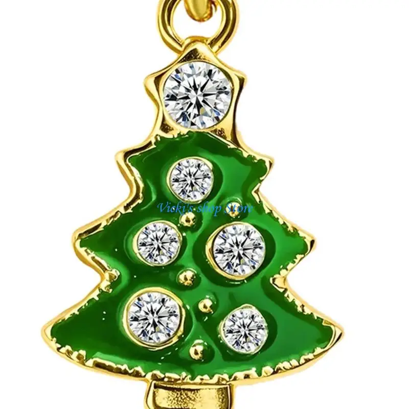 Sparkling Holiday Snowflake Cherry Tree Charm Necklace Copper Jewelry Clavicle Chain For Festive Occasion