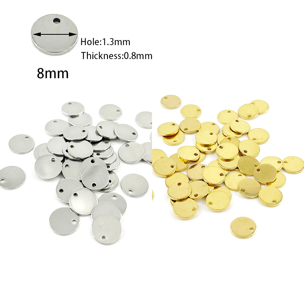 100 stks/partij Custom Pandant Rvs Blank Stempelen Dog Tags Charms Staal Goud Kleur Tag Persoonlijkheid Lasergravure LOGO