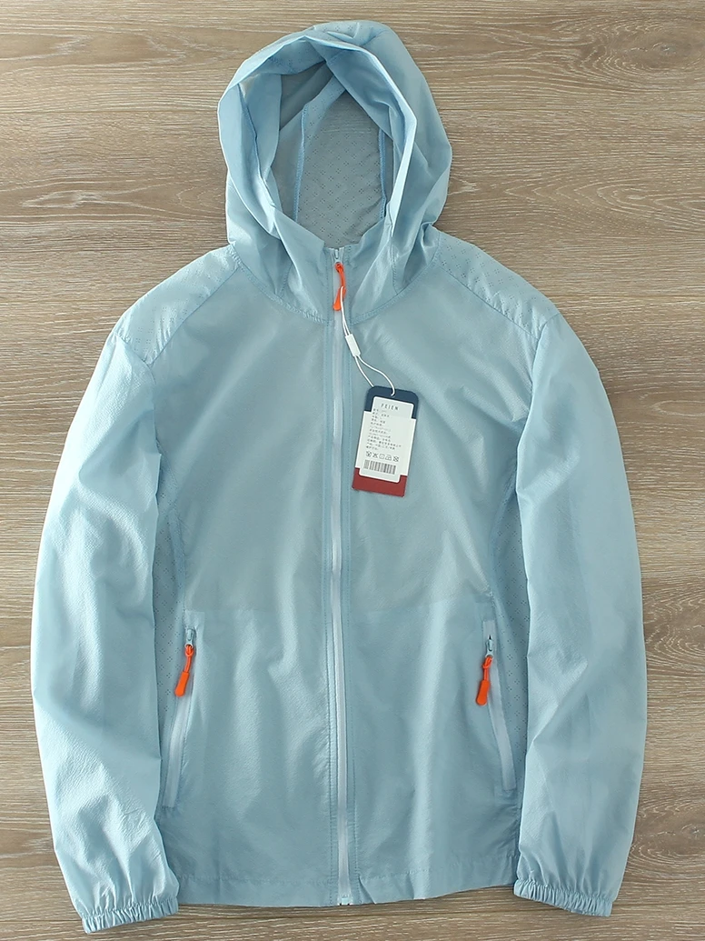 Ultra-Thin Laser-Pierced Breathable Couples Hoodie Sun Protection Clothing Men's Women's Summer T-Shirt Nylon Fabric Loose Fit