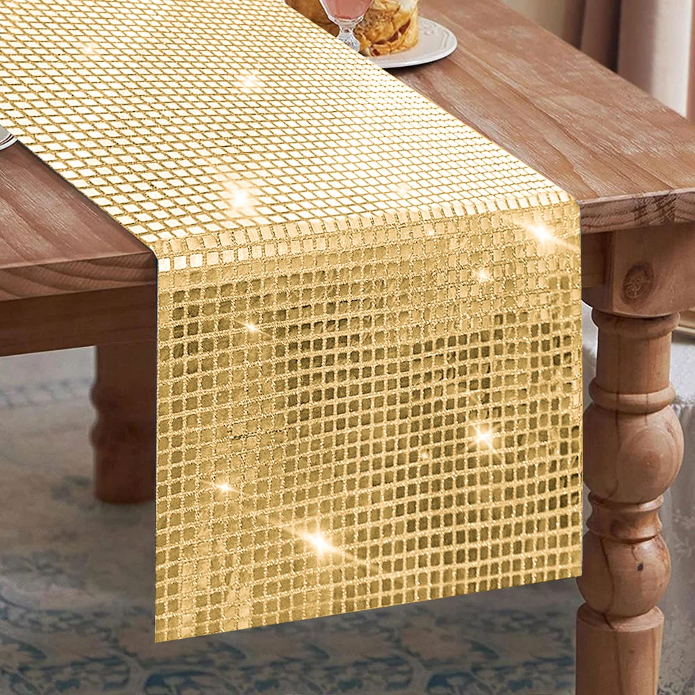 Metallic Sequin Table Runners Gold Silver Rose Gold Glitter Table Cover Wedding Birthday Christmas Decoraton for Home Table 2025