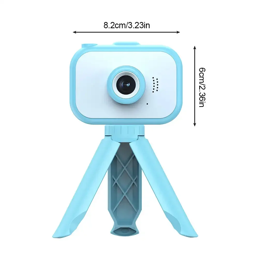 Kamera Digital lensa ganda anak-anak, 1080P layar IPS 2.0 inci dengan tali leher Tripod hadiah Natal ulang tahun