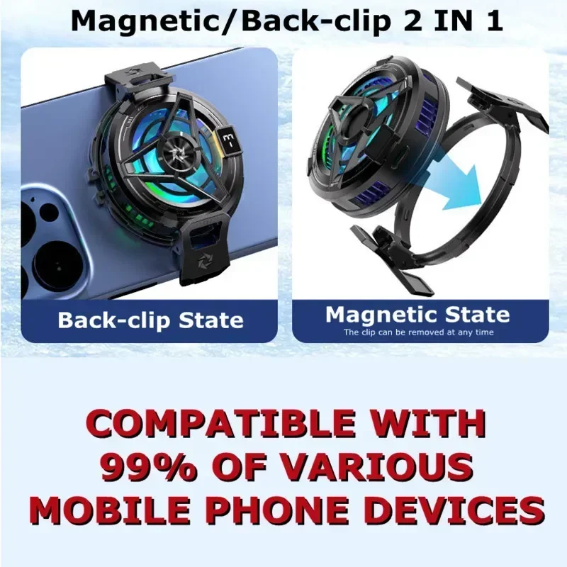 SL17 Magnetischer Telefonkühler mit Rückenclip, 2-in-1-Spielkühler, Halbleiter, schneller Telefon-Lüfter für iOS und Android-Telefone
