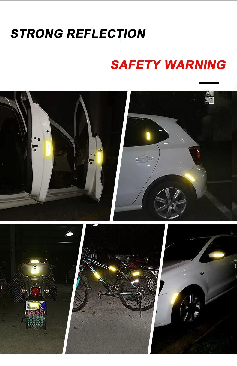 Auto Nacht reflektierende Aufkleber PET Warnung Anti-Kollisions wasserdicht leuchtende Aufkleber Diamant Ebene Verkehrssicherheit 5 Stück – Detail 5