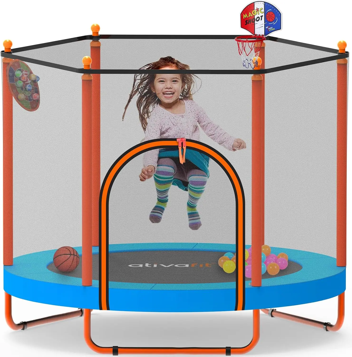 Aliexpress 60'' Toddler Trampoline with Safety Net Indoor Outdoor, Kids 1-8, Basketball Hoop & Dartboard Gift - Aliexpress Deal