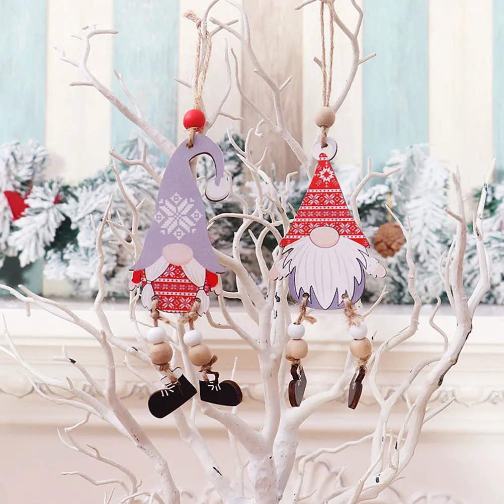 

2Pcs Wood Gnome Tag Hanging Xmas Gnome Decoration Christmas Tree Ornaments Christmas Party Pendant Xmas Hanging Adornment