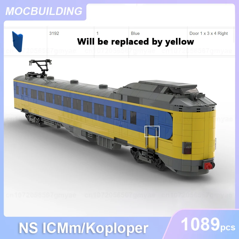 NS ICMm/Koploper Train Model MOC Building Blocks DIY Assemble Bricks Transportation Educational Creative Xmas Toys Gifts 1089PCS