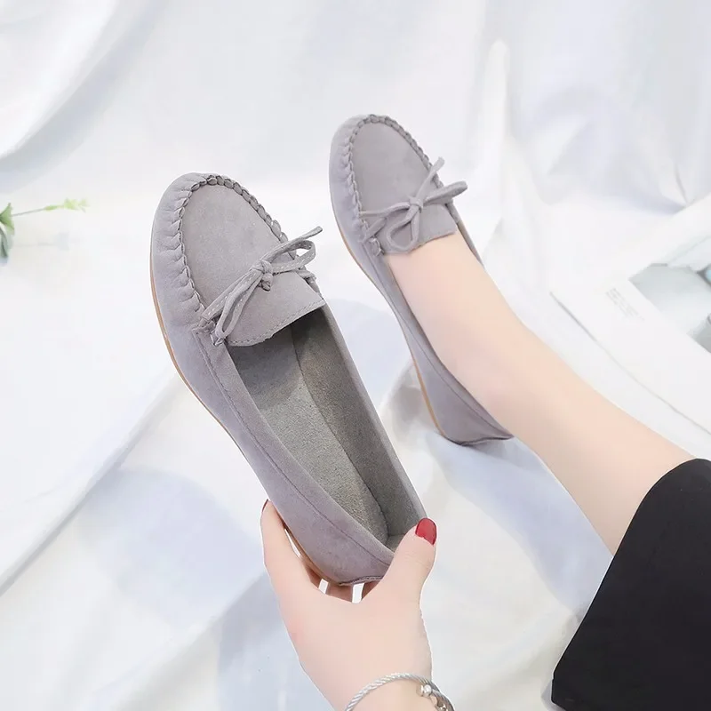Modische Damen-Slipper mit Rundzehe und Schleife, Weiche Sohle, Slip-On Mokassins, Tägliche Freizeitschuhe – Detail 12