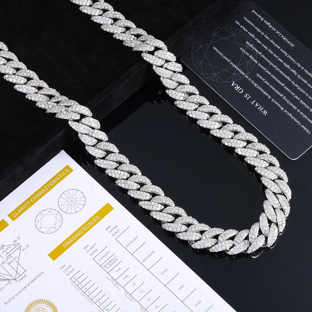 ESKEEM 13MM Rantai Moissanite - Moissanite Cuban Link Chain Iced Out ulasan dan harga