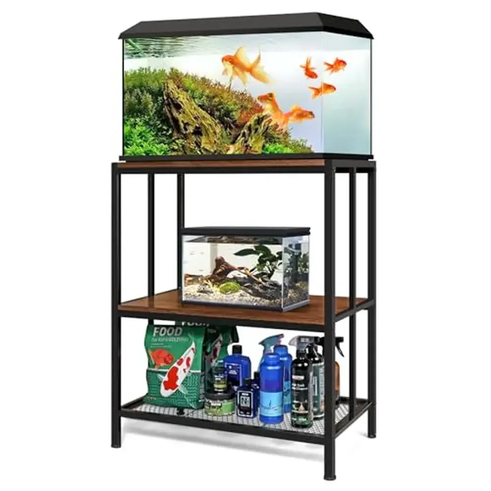 

Metal 3-Tier Aquarium Stand 10/20 Gallon Tank Accessories Storage Shelf Home Decor Aquatic Plants Books Potted Plants Organizer