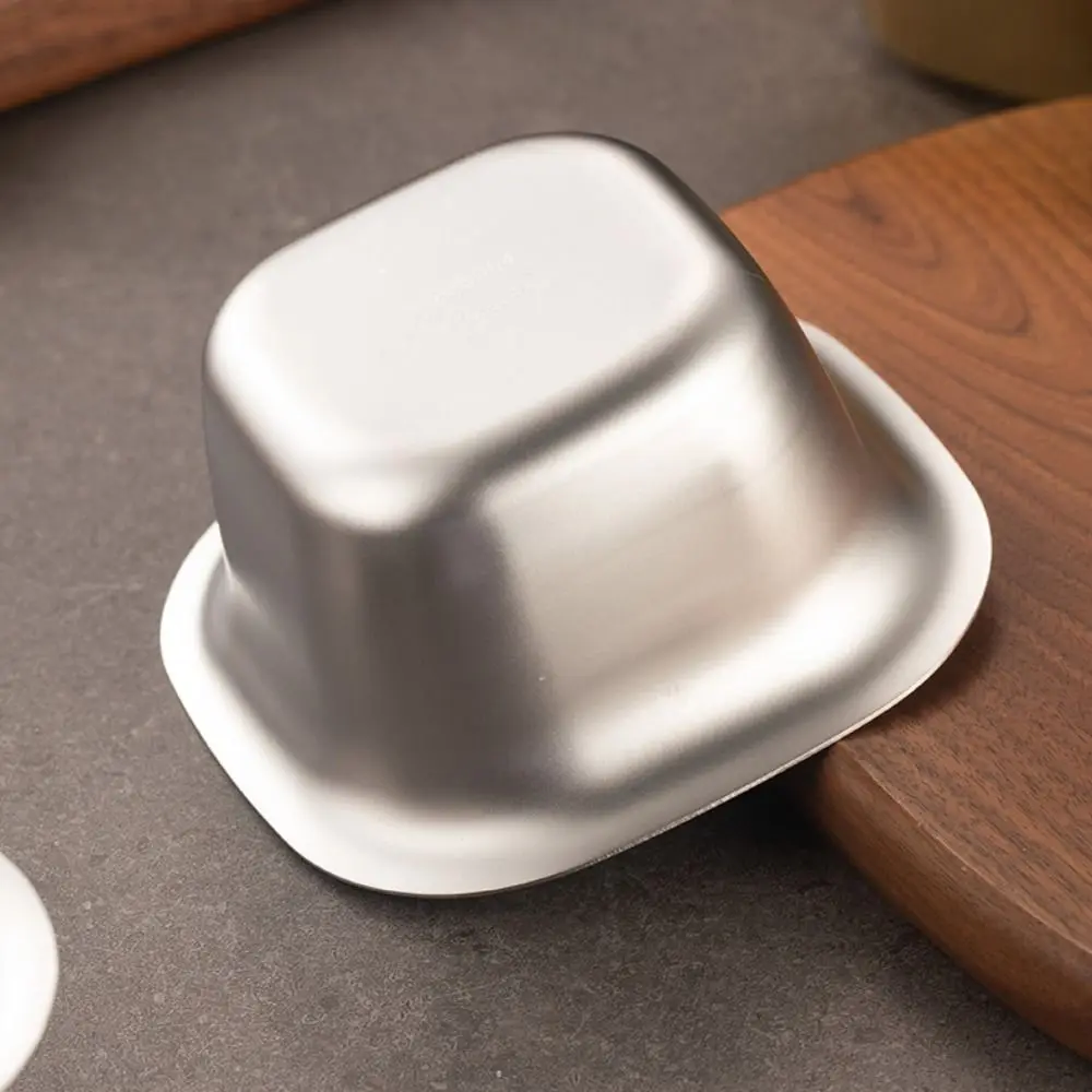 

Multifunctional Square Snack Bowl Stainless Steel Wide Rim Salad Bowl Fall-resistant Rust-proof Rice Bowl Ice Cream