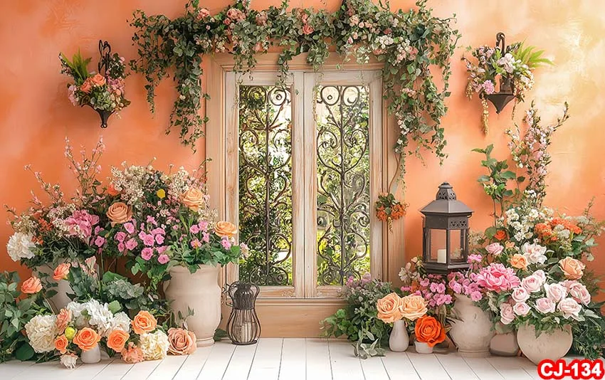 Фон для цветочного магазина, весенние цветы, горшечные растения, винтажный фон для фотосъемки, пасхальная вечеринка, украшения для дня рождения