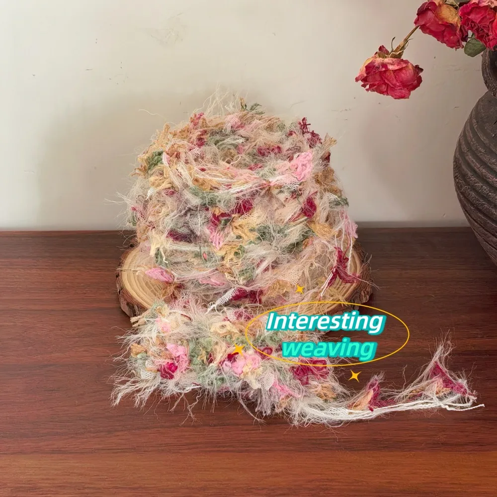 100g Dry Rose-colored Fluffy Hand-mixed Yarn, Soft and Fuzzy Characteristic Yarn, Hand-woven Scarf, Bag, Hairband
