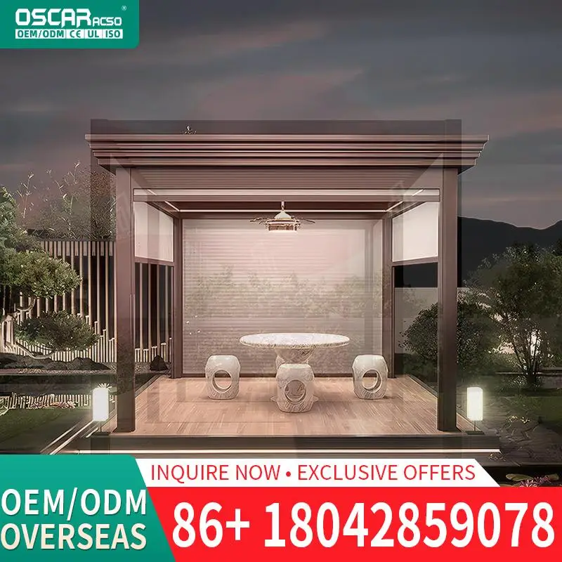 

Outdoor Motorized Louvered Roof Awning Waterproof Aluminium Sunroom for Garden Patio Backyard Pergola