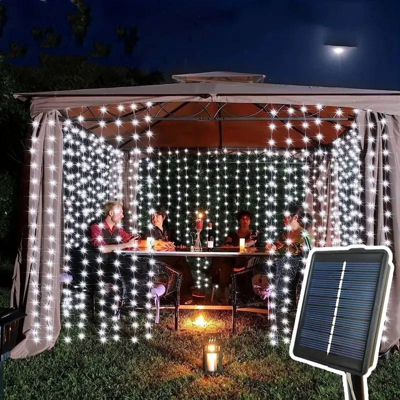 LED Solar Curtain String Lights Outdoor Lamp Solar Fairy Lights Garland for Garden Party Patio Terrace Camping Decor Christmas