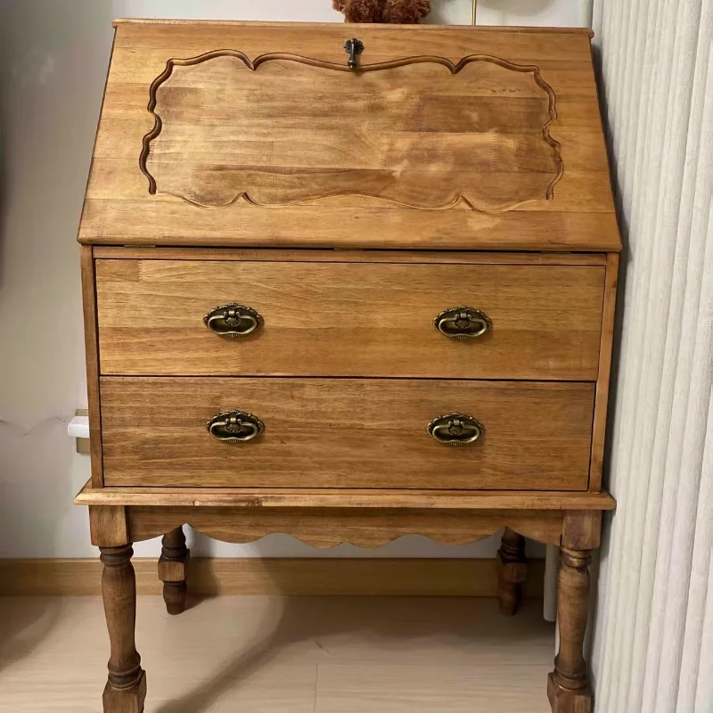 Mid-century solid wood sideboard Retro-style café B&B decoration cabinet shooting props
