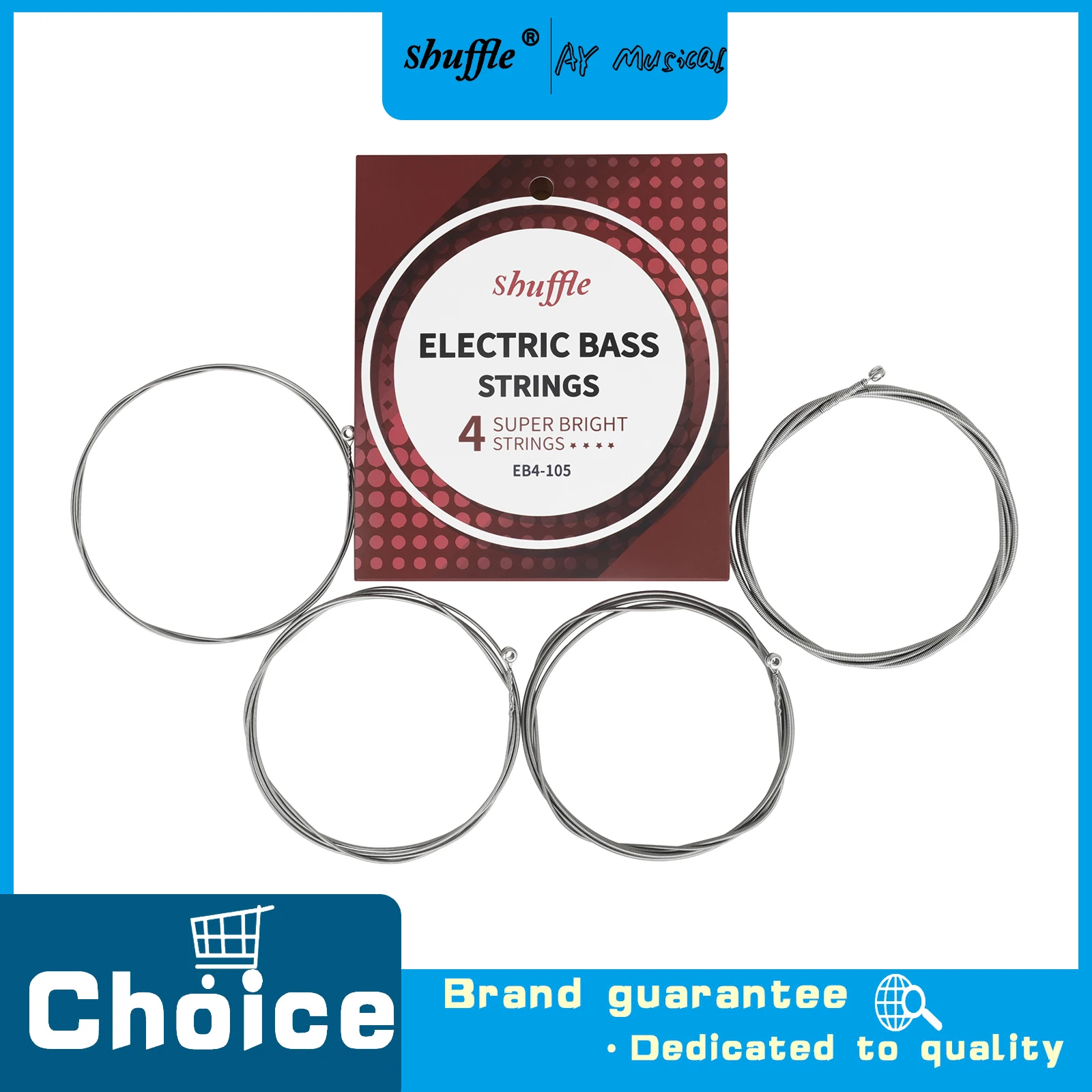 Shuffle 4 String Electric Bass Strings Nickel Steel Hexagonal Carbon Alloy Core Anti-Corrosion Bass Strings for Replacement Part