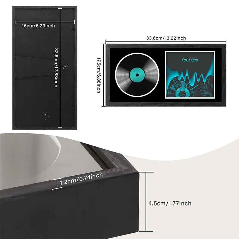 17x33cm CD Display Frame Decor Birthday Gift for Music Lovers Protective CD Box Excluding CD Photos Wall Mounted Desk Ornament