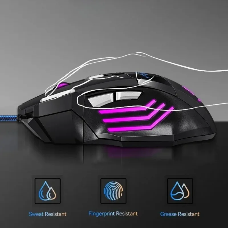 1 PC New Hyperspeed USB Gaming Mouse RGB Backlit Ergonomic Game Mice 7D Esports Wired Mouse for Laptop PC Gamer