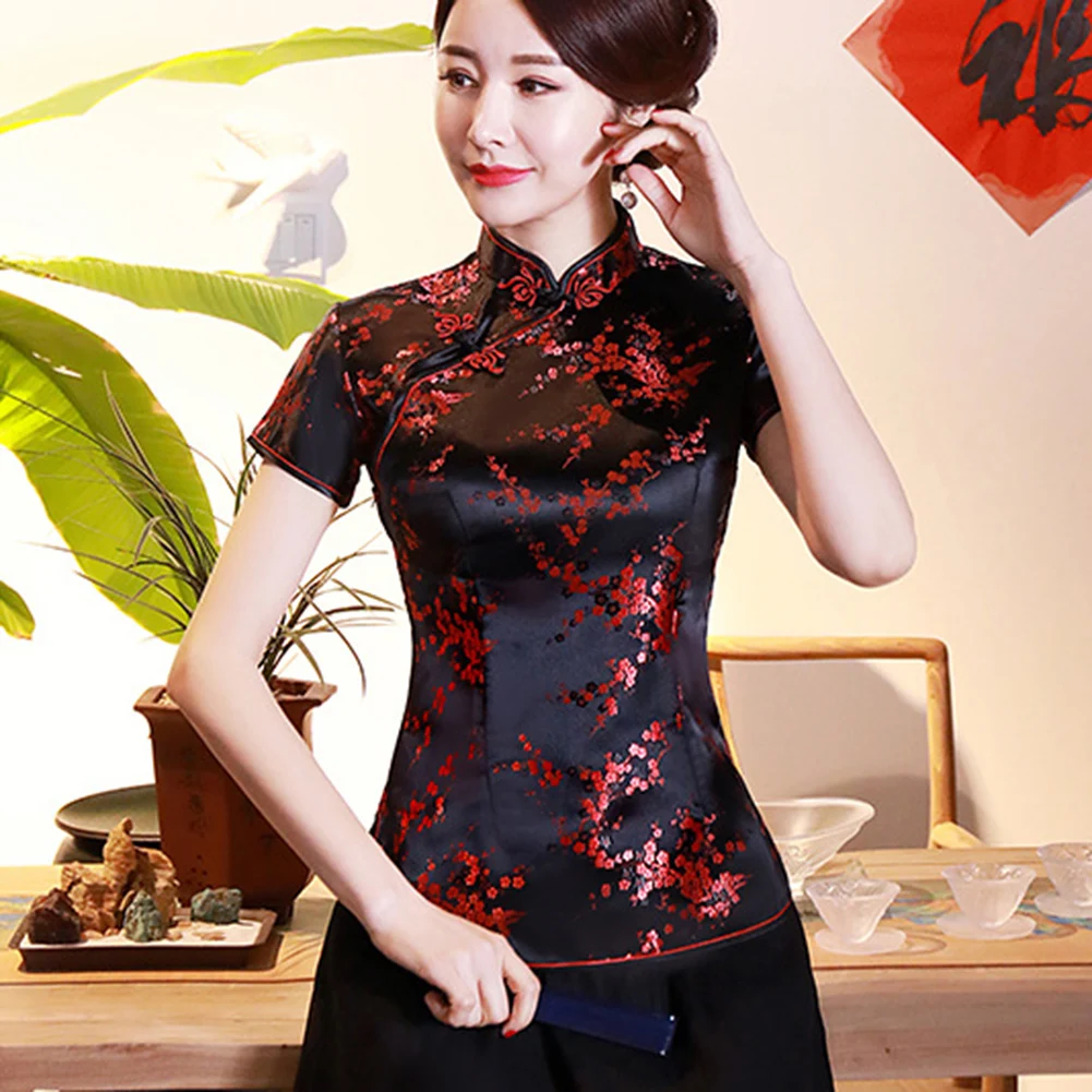 

Button Qipao Chinese Style Tang Summer Outfits Spring Fashion Daily Use Slight Stretch Spandex Fabric Vacation Wear Club Outfits