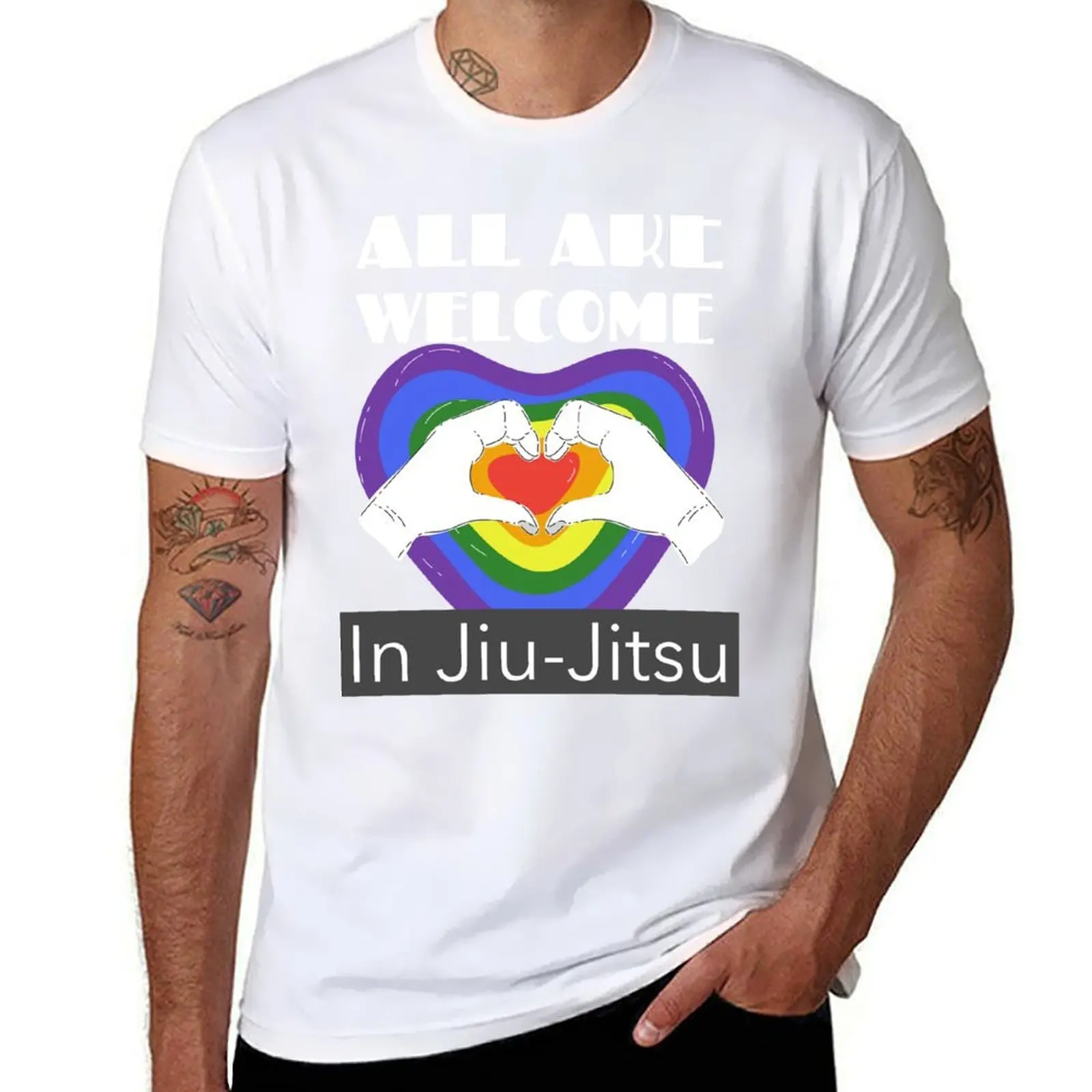 

We All Are Welcome In Jiu Jitsu T-Shirt t shirt custom print graphic t shirts for man T-Shirt
