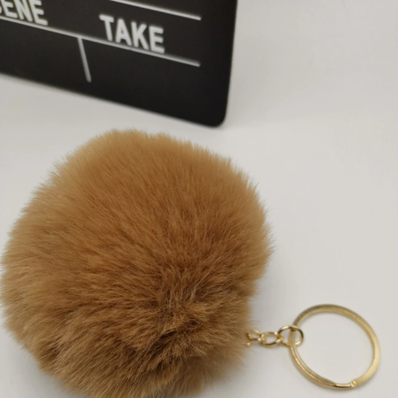 Porte-clés Pom Pom en peluche pelucheux E74B, pompons en fausse fourrure, pendentif boule, breloque pour Ri