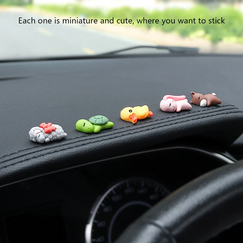 1Pc Car Decoration Mini Sleeping Cute Animals Resin Bear Rabbit Sheep Turtle Decoration Car Motorcycle Bike Decor Ornament