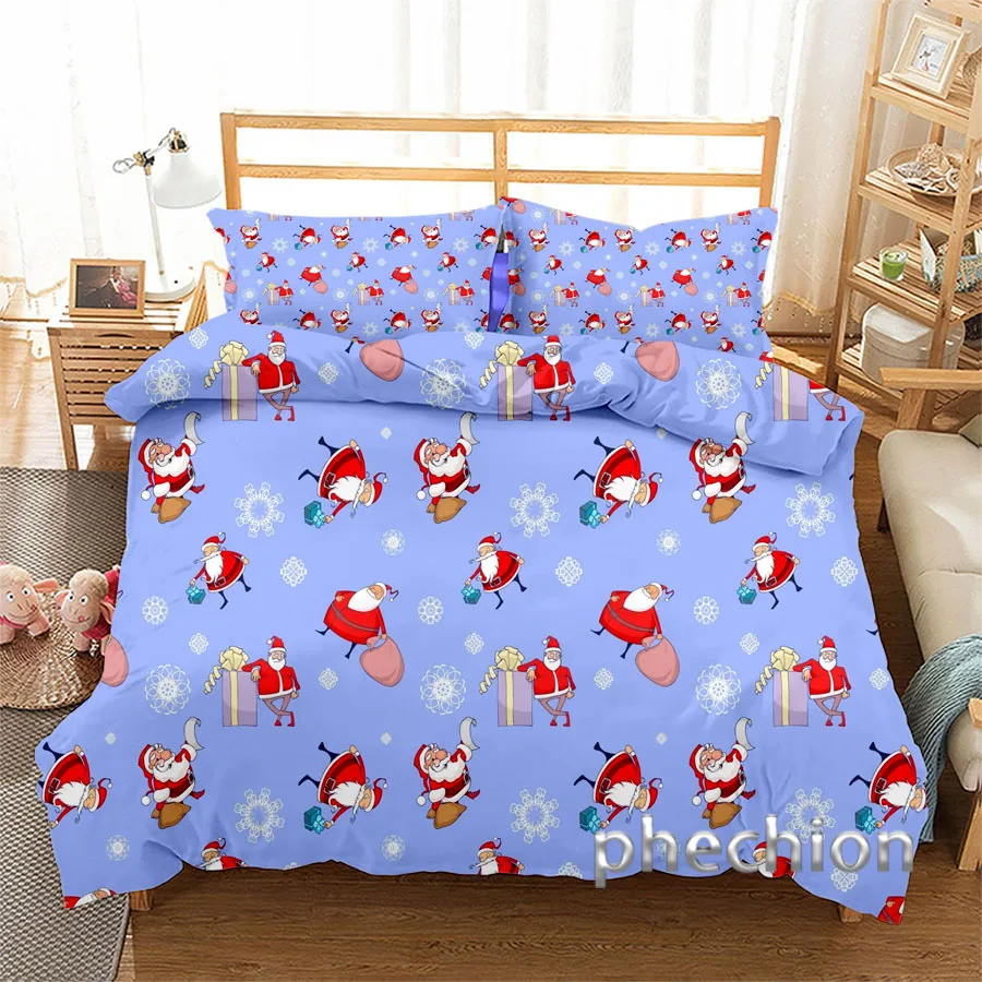 Santa Claus 3D Print Bedding Set Duvet Covers Pillowcases One Piece Comforter Bedding Sets Bedclothes Bed K347