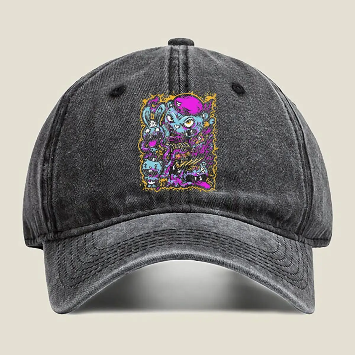 

Color Drip - Colorful, Dynamic, Edgy, Art, Minimalist - Themed Design Washed Baseball Cap