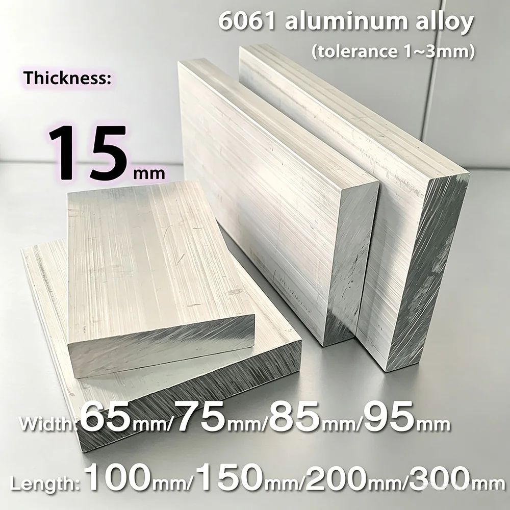 

6061High quality aluminum alloy sheet, thickness: 15mm, width: 25-95mm, length: 100-300mm, widely used for your selection
