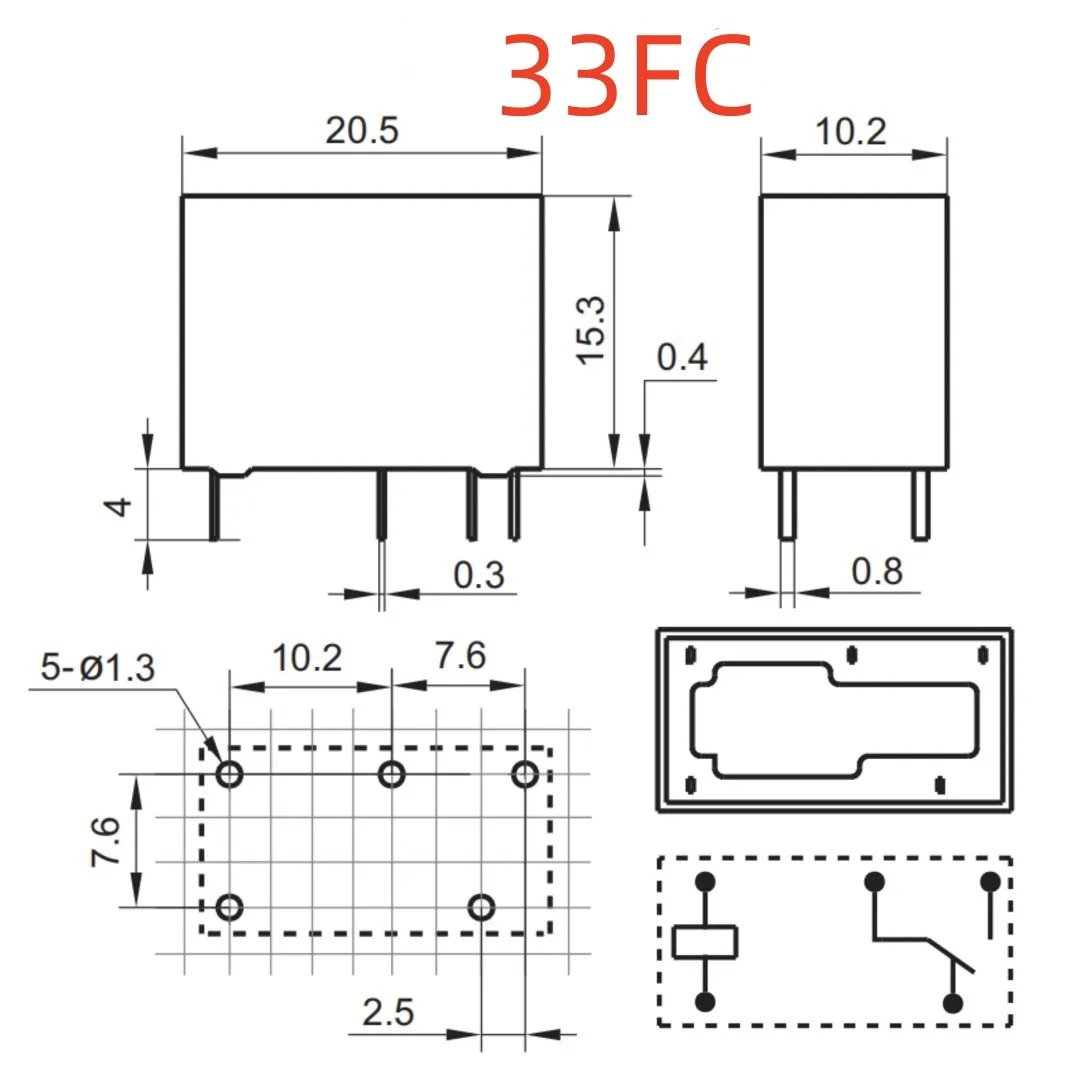 New JZC-33F 012-ZS/012-ZS3(555)/024-ZS3(555) ; JZC-33F-G 24VDC-ZS (33FC-12V/24V-5A/10A) Relay 5pins