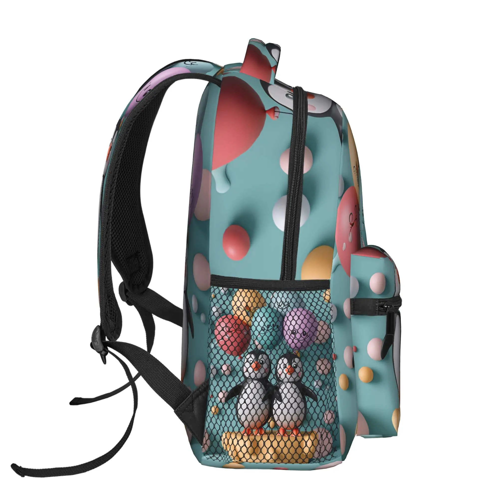 Penguins with Balloons 3D Patterns Lightweight Casual Backpack for Students, Multifunctional Durable Daypack for School & Travel
