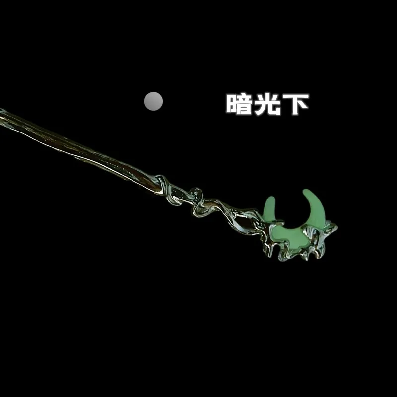 New Chinese style women's luminous crescent shaped hairpin with a high-end feel simple and elegant coiled hair hairpin image 2