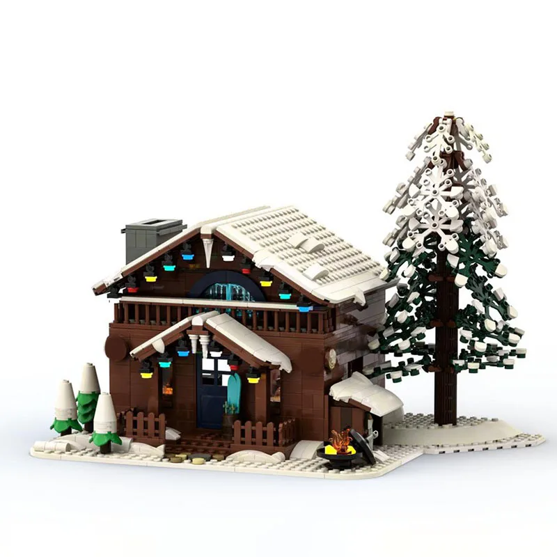 1461 pièces MOC maison du père noël thème de noël vacances Cottage cadeau décor traîneau renne bricolage modèle blocs de construction cadeau d'anniversaire