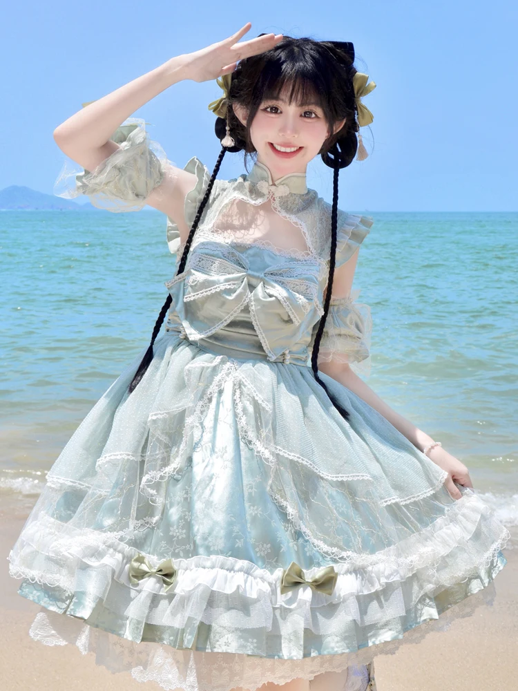 

Sweet Seaside Vacation Lolita Dress Japanese Cute Loli Lolita Princess Dress Fairy Uniform Set