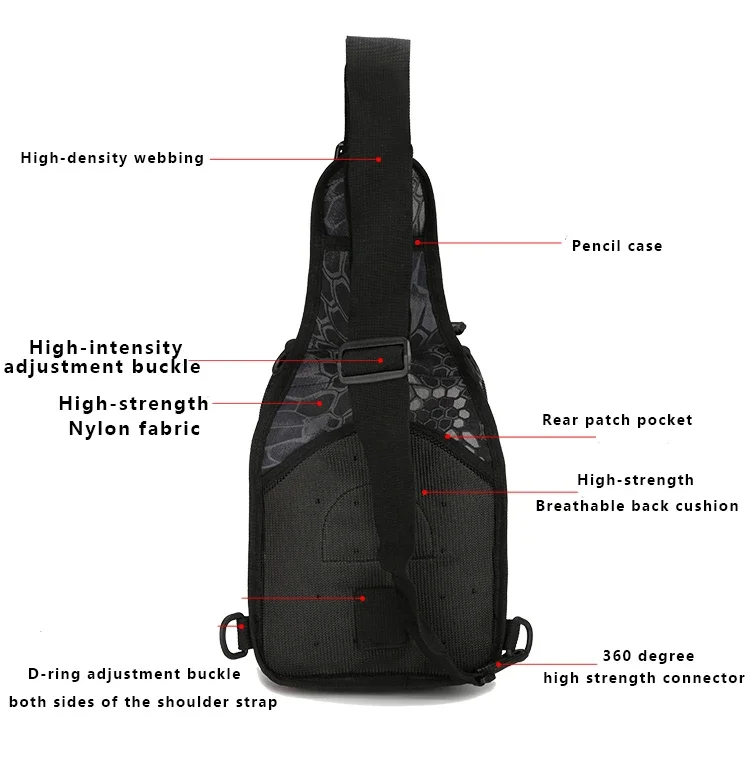 Backpack Shoulder Bag Camping Outdoor Sling Bag Fishing Bag Right Left Adjustable Hiking Trekking Backpack