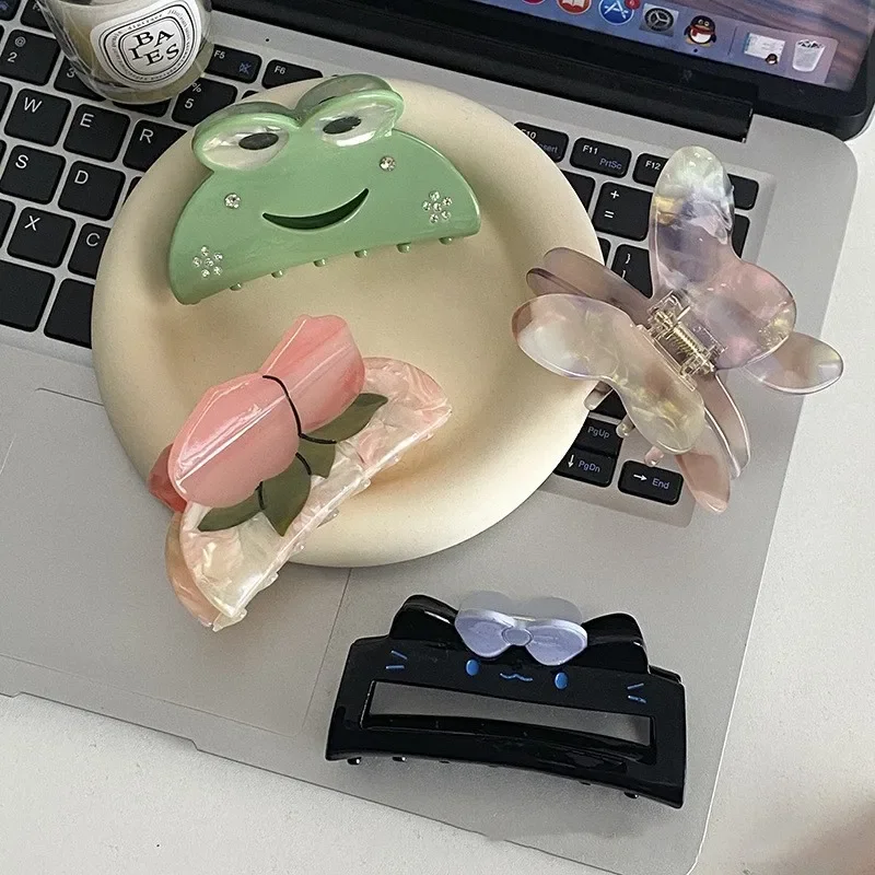 YHJ Neue Schleife Haarspange Acetat Klaue Clip Haarnadel Cartoon Tier Frosch Krabbe Haarspange Haarschmuck für Frauen Mädchen