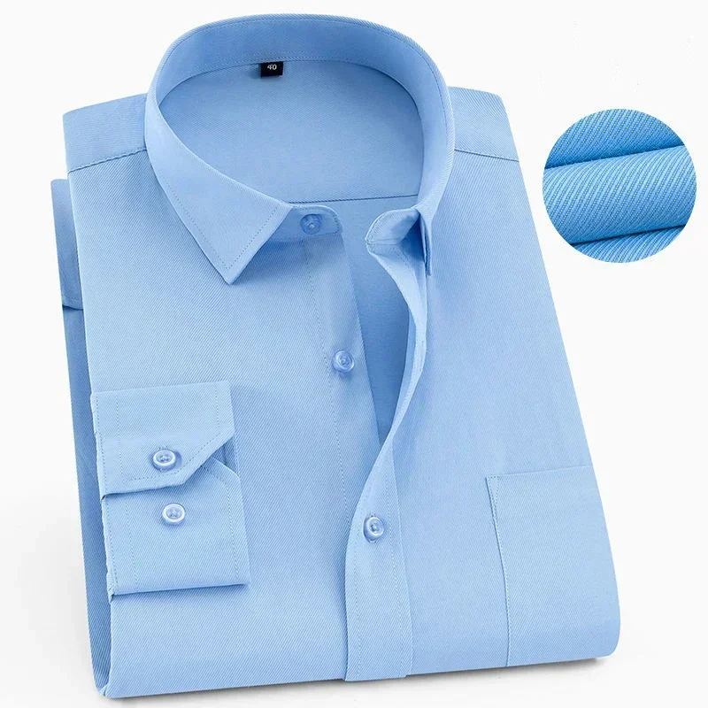 

Plus Large Size 8XL 7XL Mens Casual Long Sleeved Shirt Twill Slim Fit Male Social Business Dress Shirt Fashion Brand Solid Color