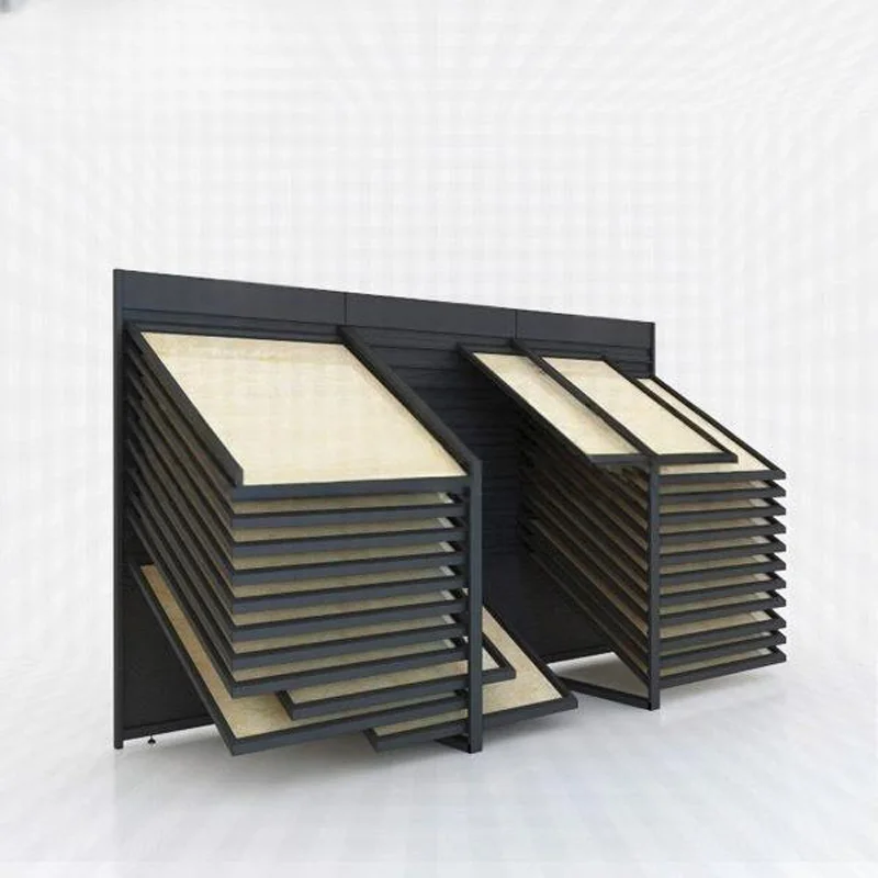 Customized Modern Steel Stone Tile Display Stand Storage Drawer Unit for Showroom Use Easy Assembly Freestanding Installation