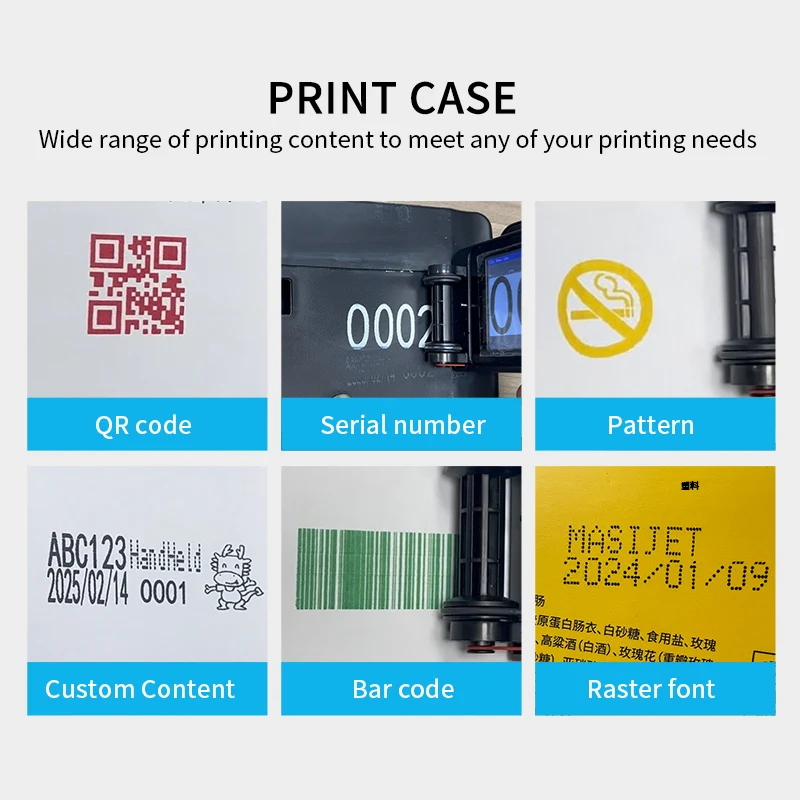 طابعة نافثة للحبر محمولة جديدة مع شاشة سعوية، تاريخ إنتاج صغير، ملصق باركود رمز الاستجابة السريعة، رقم الدفعة، زجاجة التعبئة والتغليف