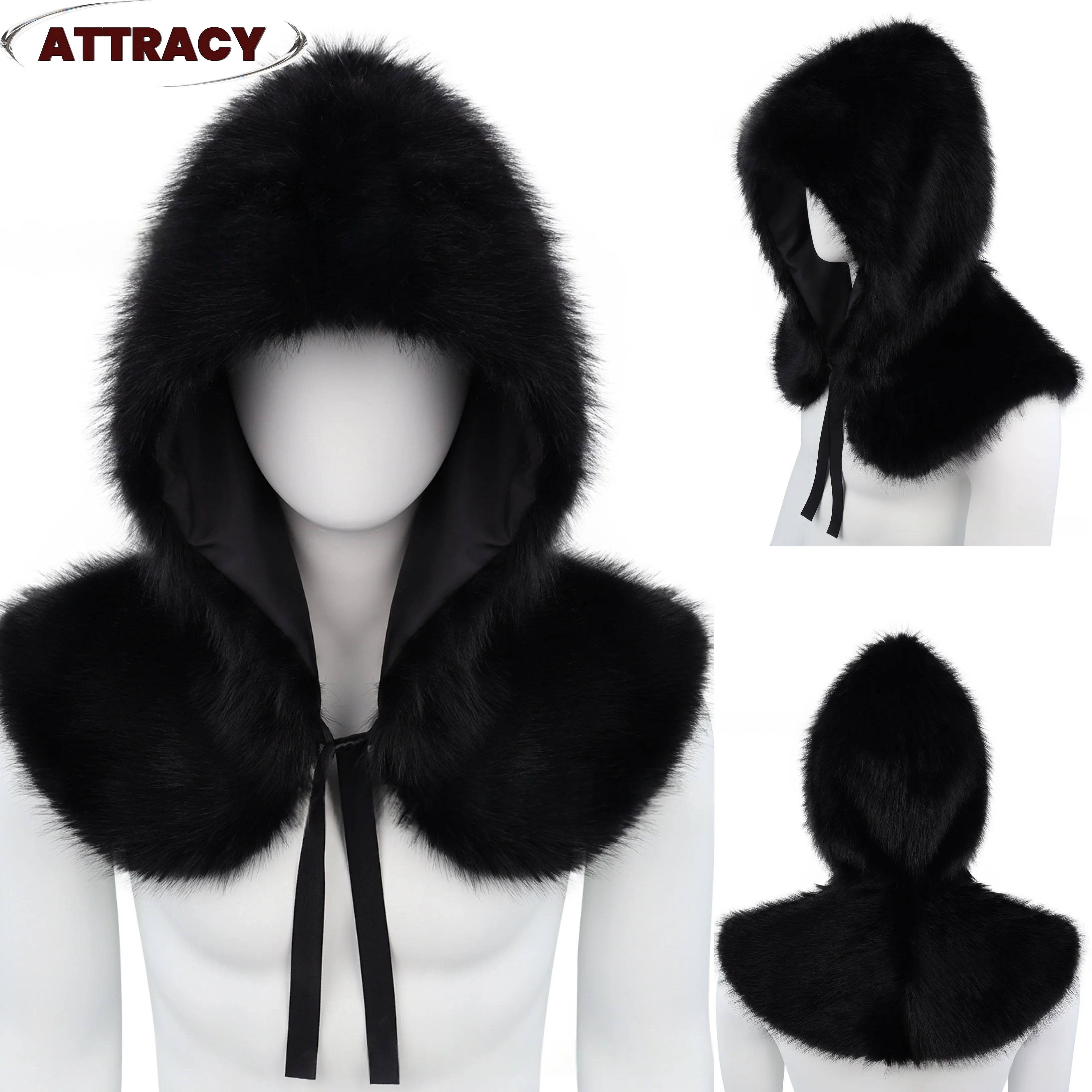 

Women Autumn & Winter Dress Shawl Gothic Dark Scarf Hat Retro Medieval Shawl Renaissance Cosplay Costume for Men and Women
