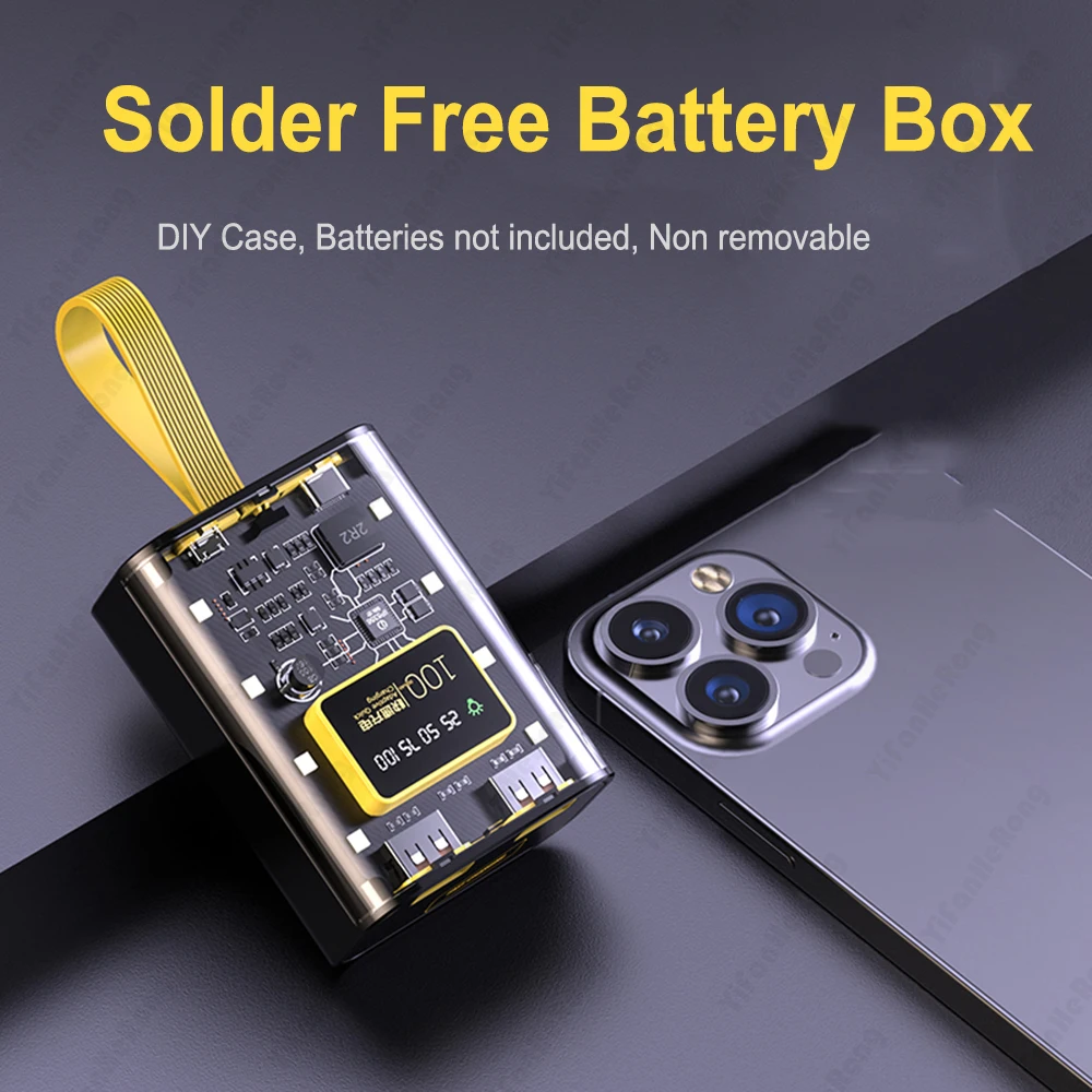 3x18650 Battery Charger Case DIY 18650 Power Bank Box Fast Charging Case With Night Light Charging Power Bank Case For Phone