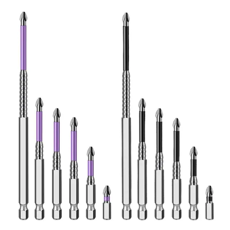 

Screwdriver Drill Bit Set 6Pcs/Set Hex Shank Cross Impact Driver Bit Anti-Slip Long Screwdriver Bit Set For Woodworking